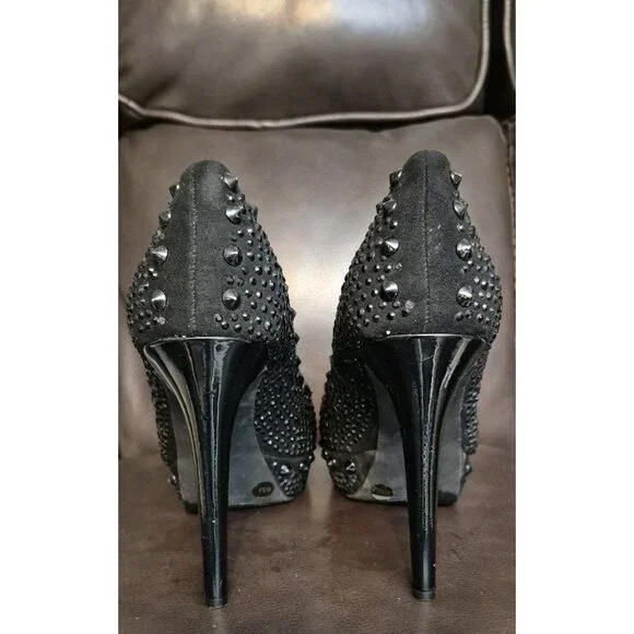 Gianni Bini Satin Studded Beaded Platform Stiletto Heels Women's Size 6 - Picture 5 of 8